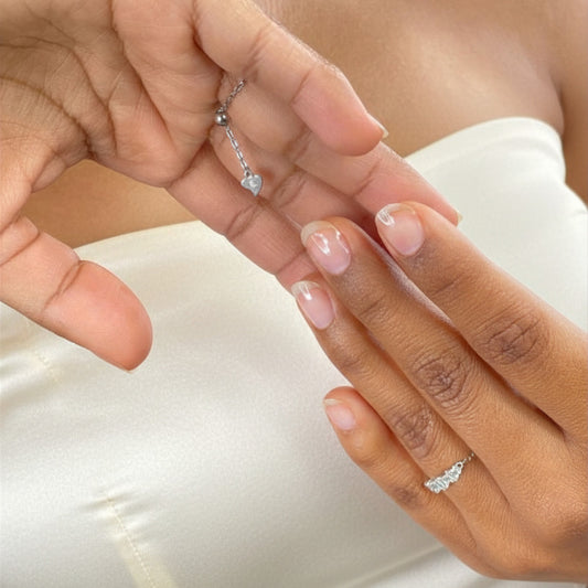 Crystal Line ring in sterling silver worn by model