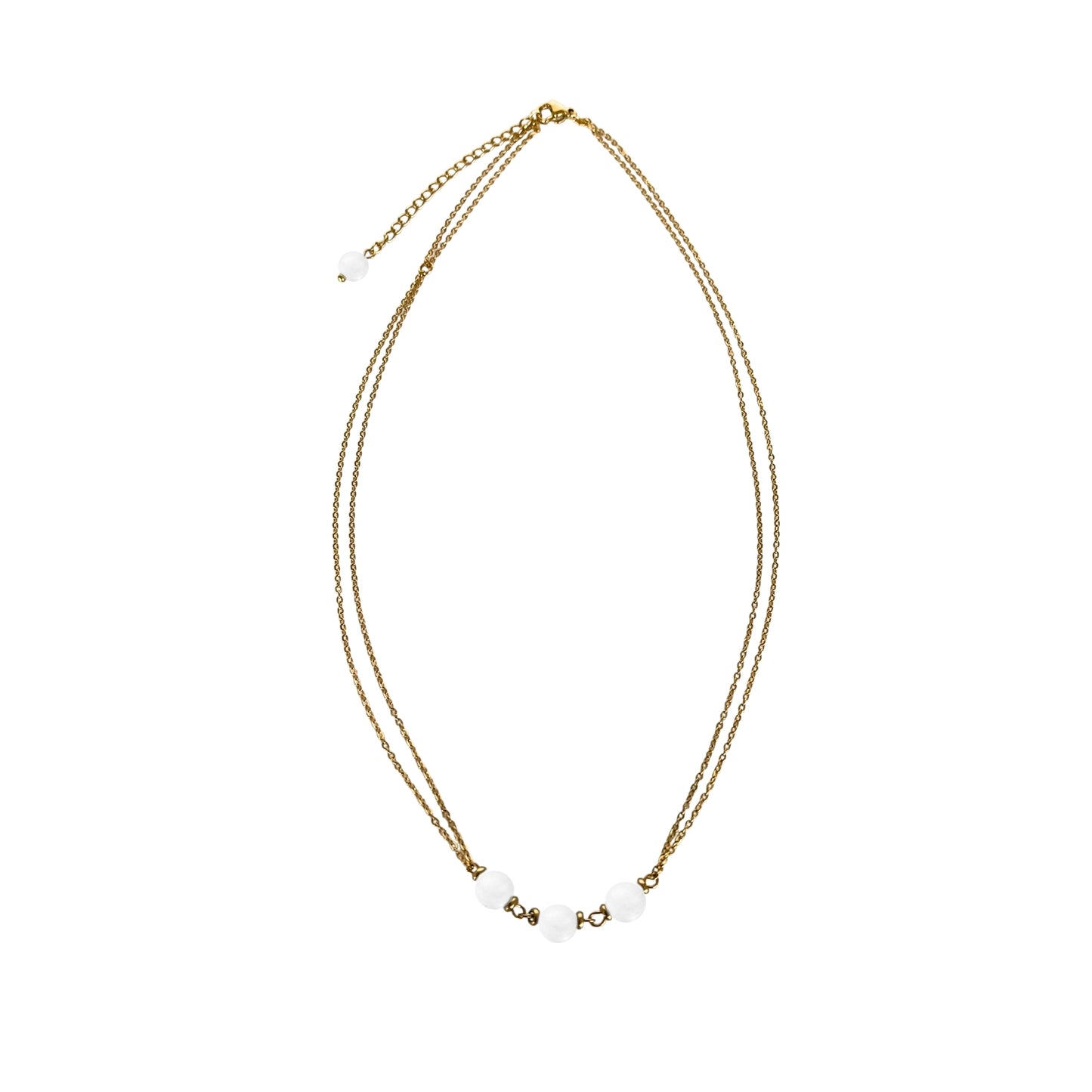 Celestia Halskette – Natur-Weiße Jade Perlen – 18K vergoldeter Edelstahl – Zeitlose Eleganz – Celenia Joy