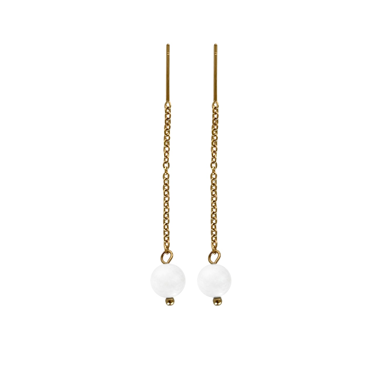 Celestia Ohrringe – Natur-Weiße Jade Perlen – 18K vergoldeter Edelstahl – Zeitloses Design – Celenia Joy