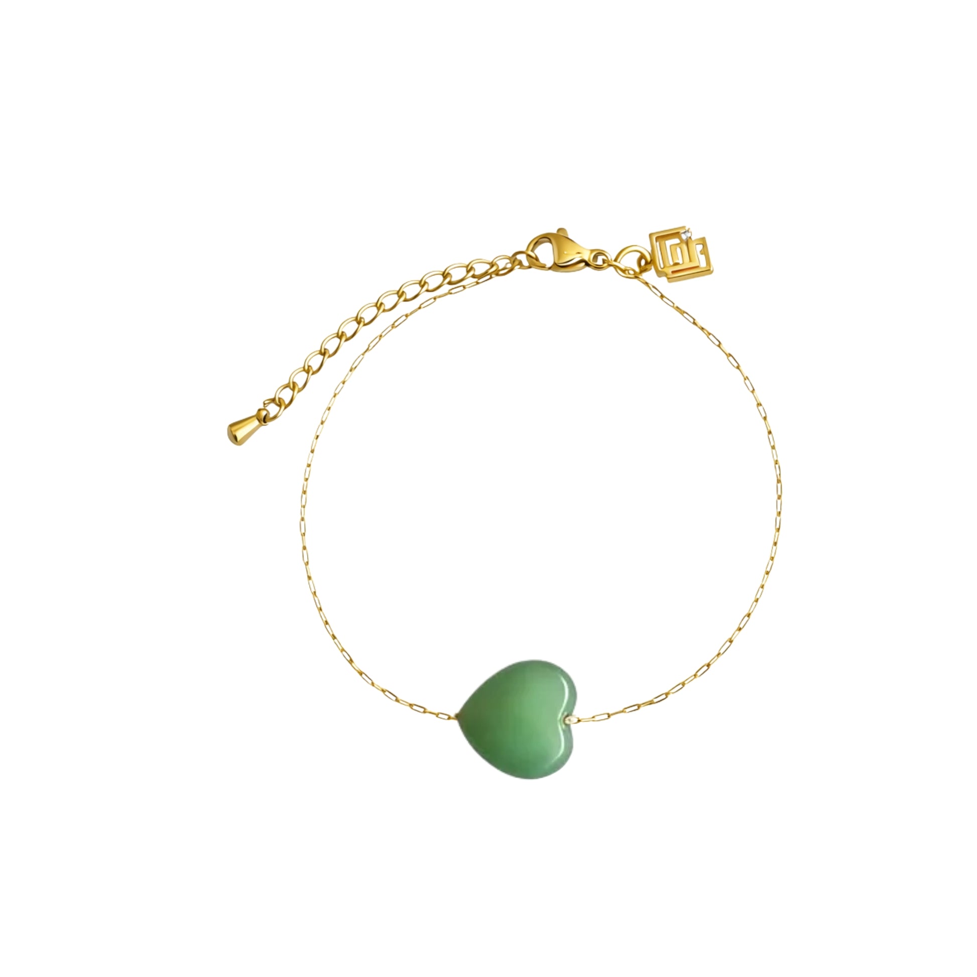 Filigranes Armband Harmony Touch mit grüner Jade – Herzstein für Wohlstand und Harmonie – Celenia Joy