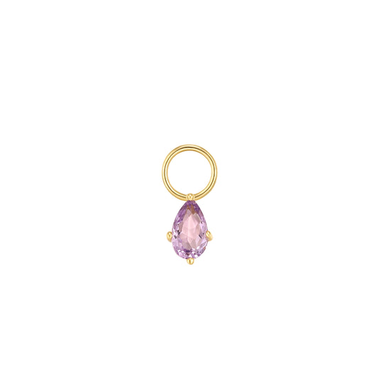 violetter Tropfen Charm vergoldet elegant