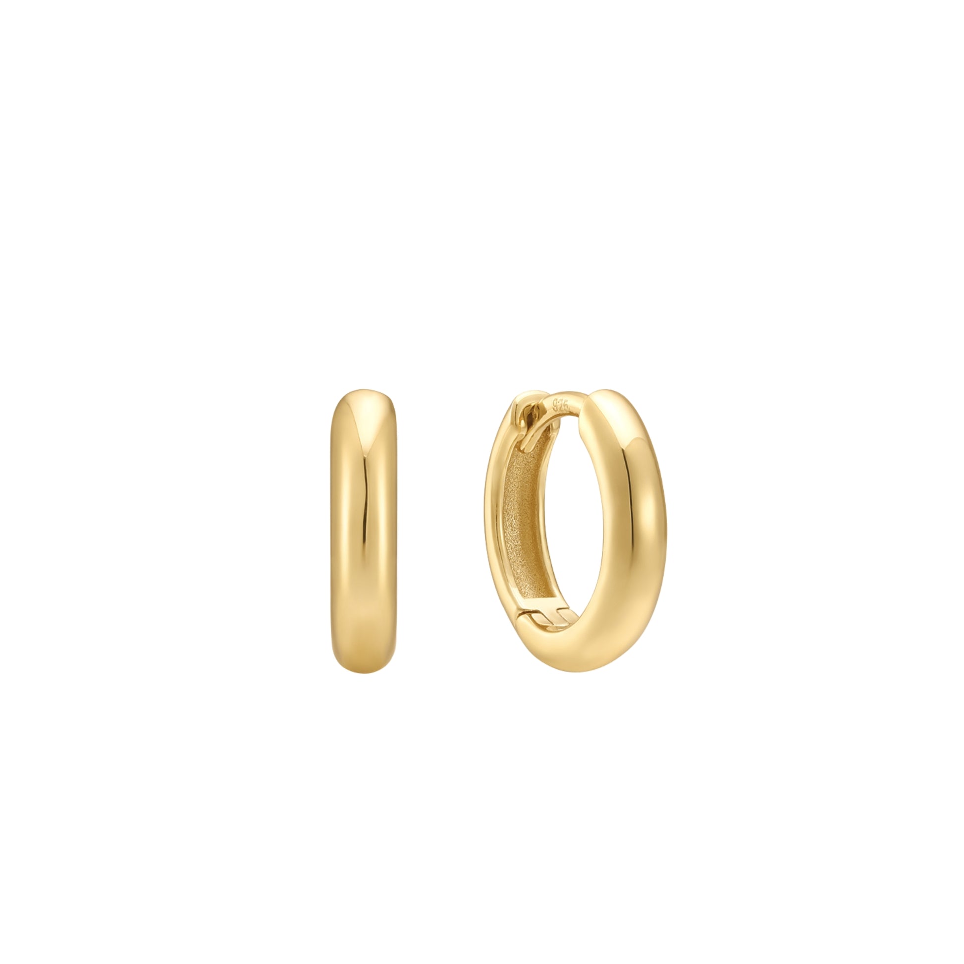 Charm Creolen vergoldet 8 mm – Kleine minimalistische Ohrringe aus 925er Sterlingsilber für Charms – Celenia Joy