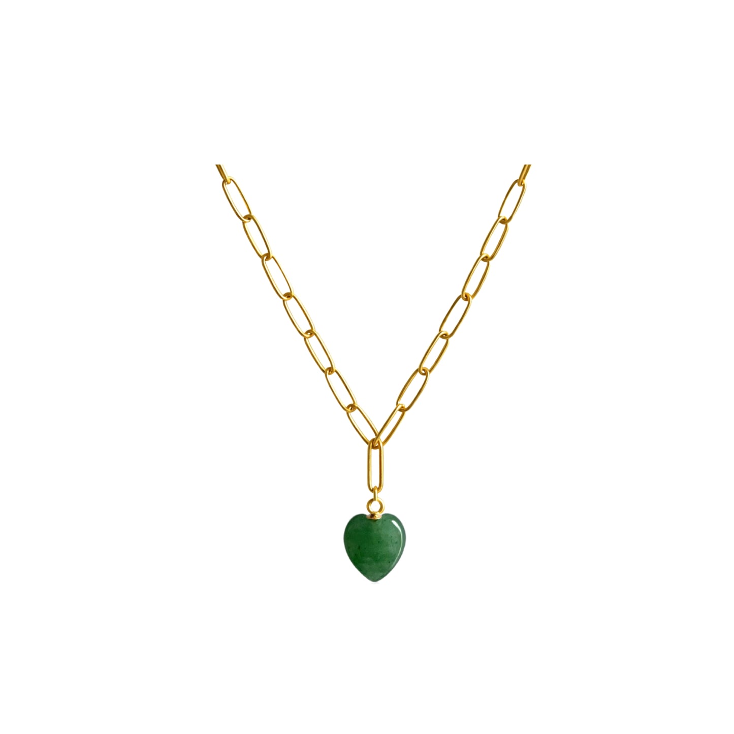 Bold Harmony Halskette mit grüner Jade – Herzstein für Wohlstand und Ausgeglichenheit – Naturstein-Schmuck – Celenia Joy
