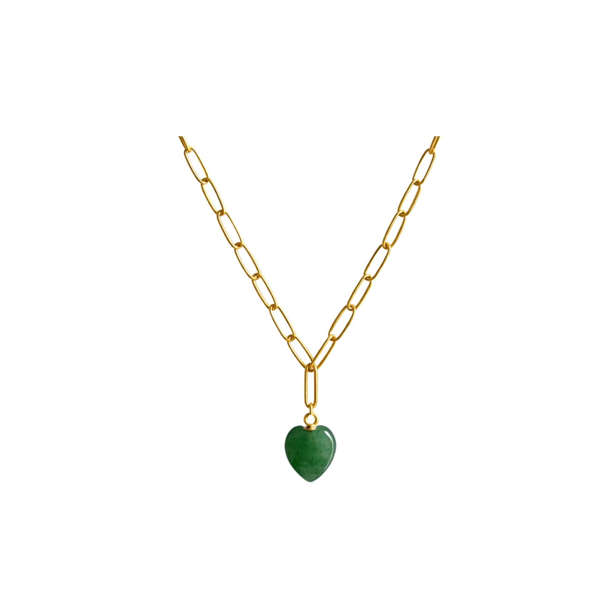 Bold Harmony Halskette mit grüner Jade – Herzstein für Wohlstand und Ausgeglichenheit – Naturstein-Schmuck – Celenia Joy
