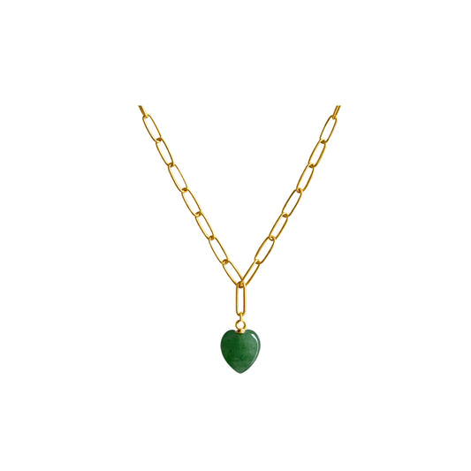 Bold Harmony Halskette mit grüner Jade – Herzstein für Wohlstand und Ausgeglichenheit – Naturstein-Schmuck – Celenia Joy
