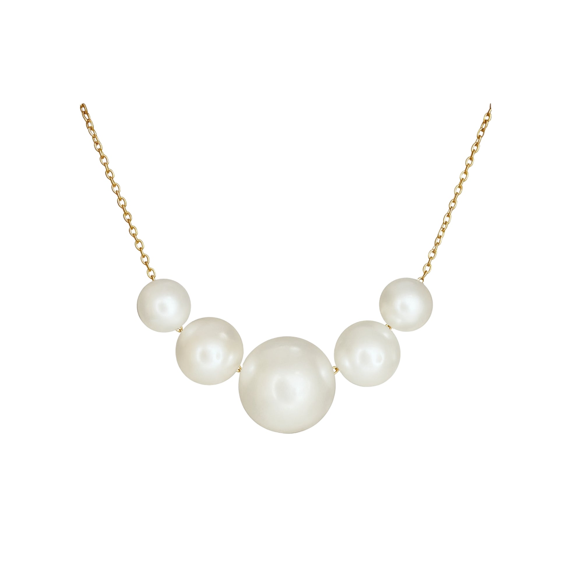 Oceana Perlenkette mit 5 Barockperlen – Edle Halskette aus 925er Sterlingsilber 18K vergoldet – Verschiedene Perlengrößen (6mm, 9mm, 12mm) – Celenia Joy
