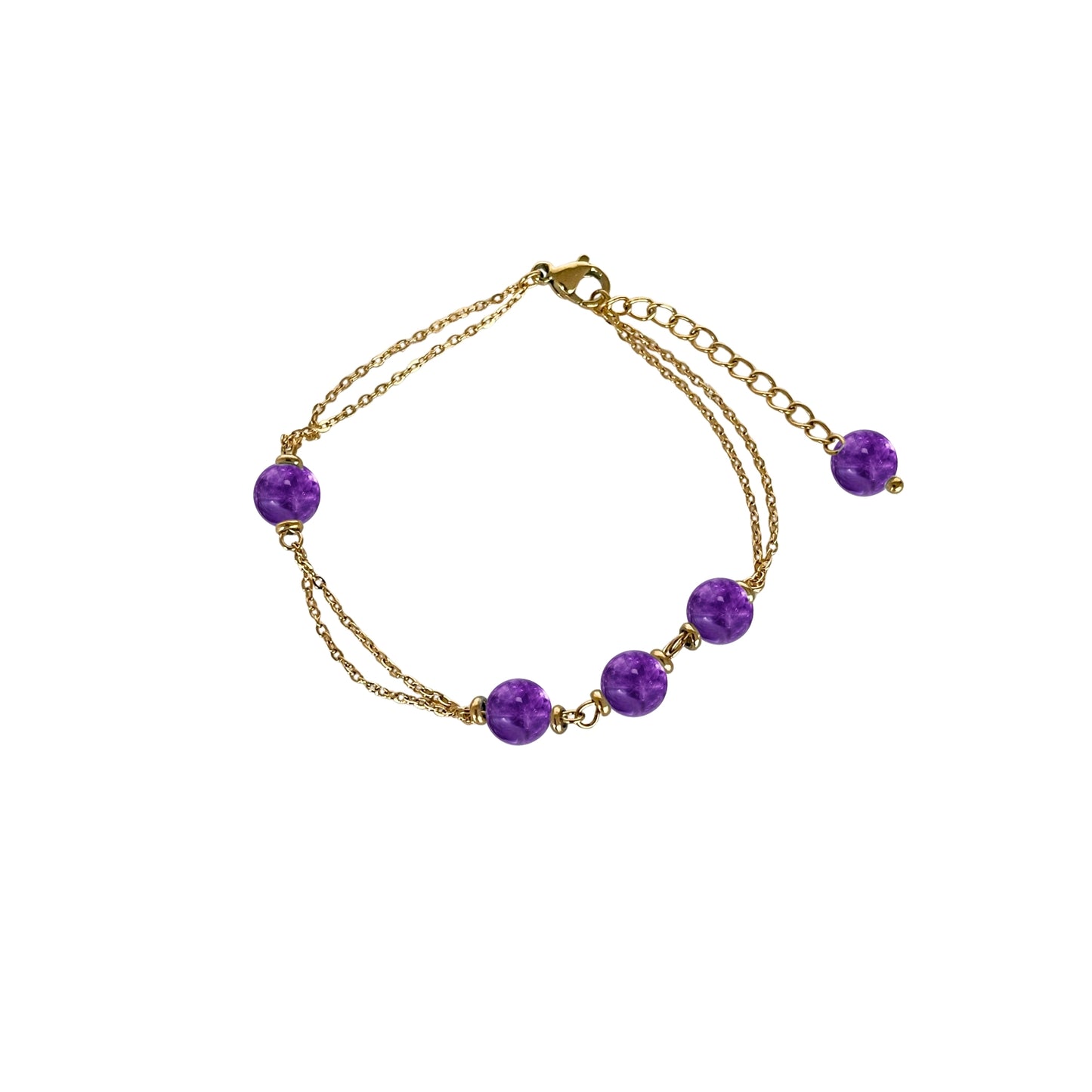 Celestia Armband – Natur-Amethyst Perlen – 18K vergoldeter Edelstahl – Elegantes Edelstein-Armband – Celenia Joy