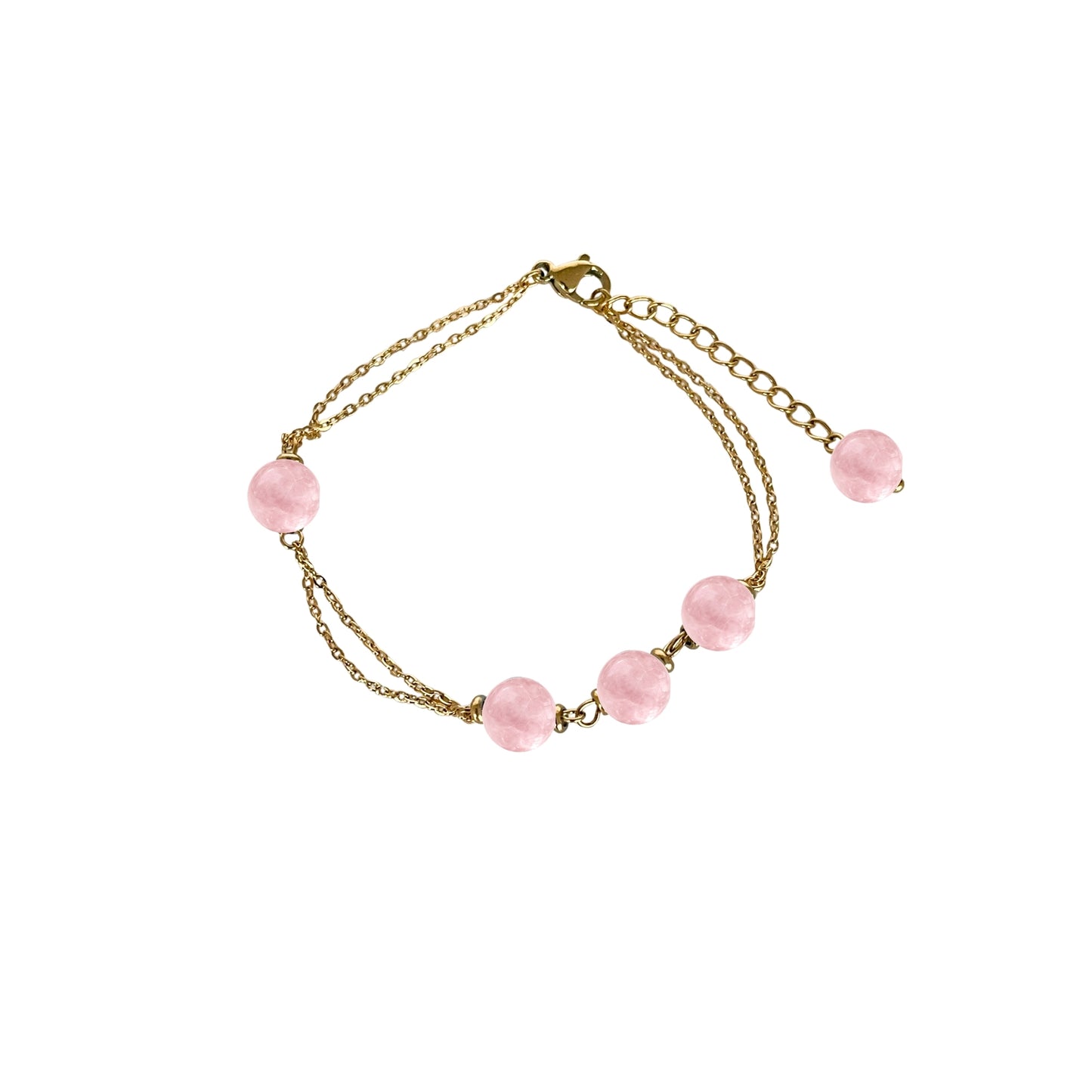 Celestia Armband – Natur-Rosenquarz Perlen – 18K vergoldeter Edelstahl – Langlebiges Design – Celenia Joy
