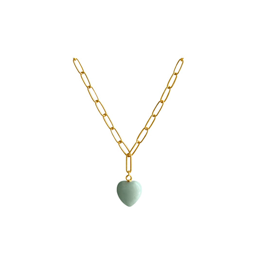 Halskette Bold Harmony mit Amazonit – Herzstein für Ruhe und Gelassenheit – Edler Natursteinschmuck – Celenia Joy