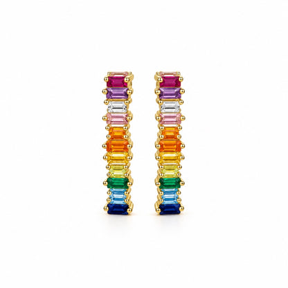 Color 22 Ohrstecker Glanz mit bunten rechteckigen Zirkonia-Steinen