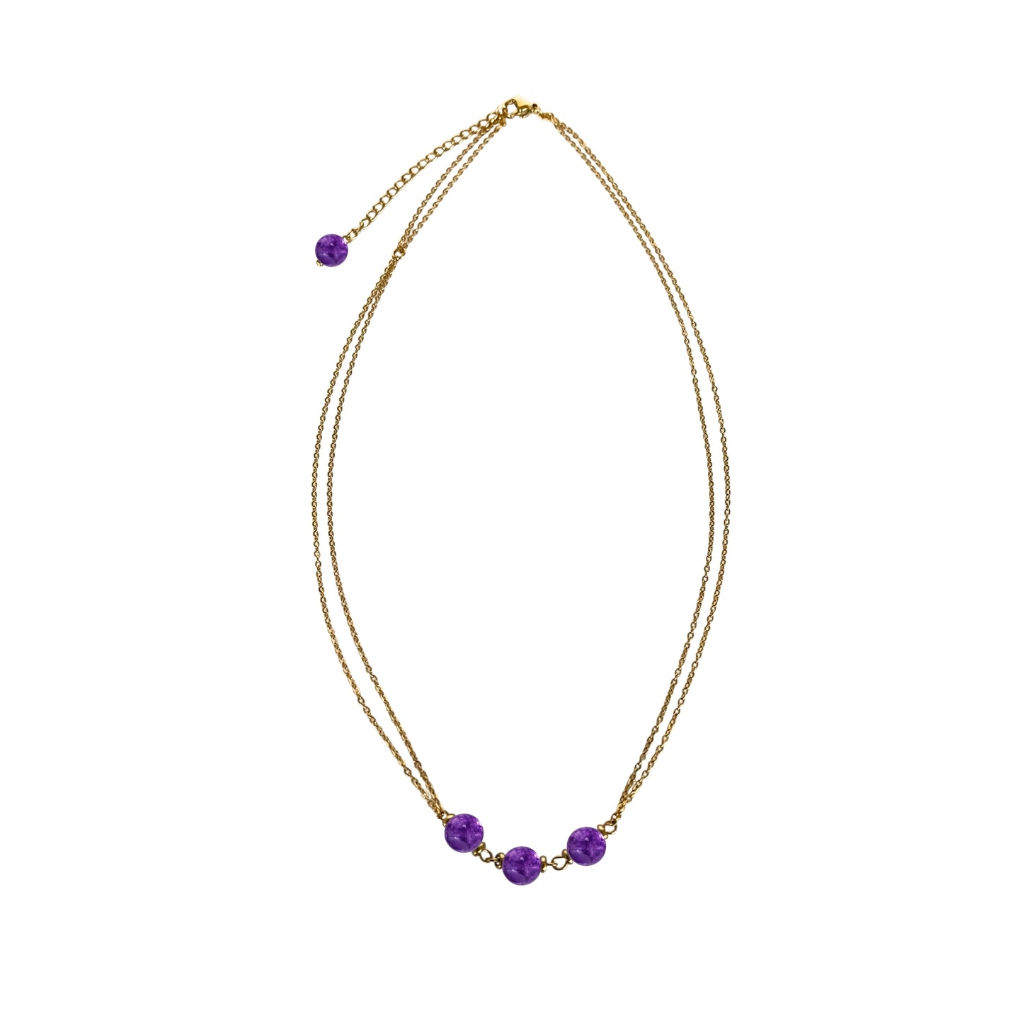 Celestia Halskette – Natur-Amethyst Perlen – 18K vergoldeter Edelstahl – Hochwertiges Design – Celenia Joy