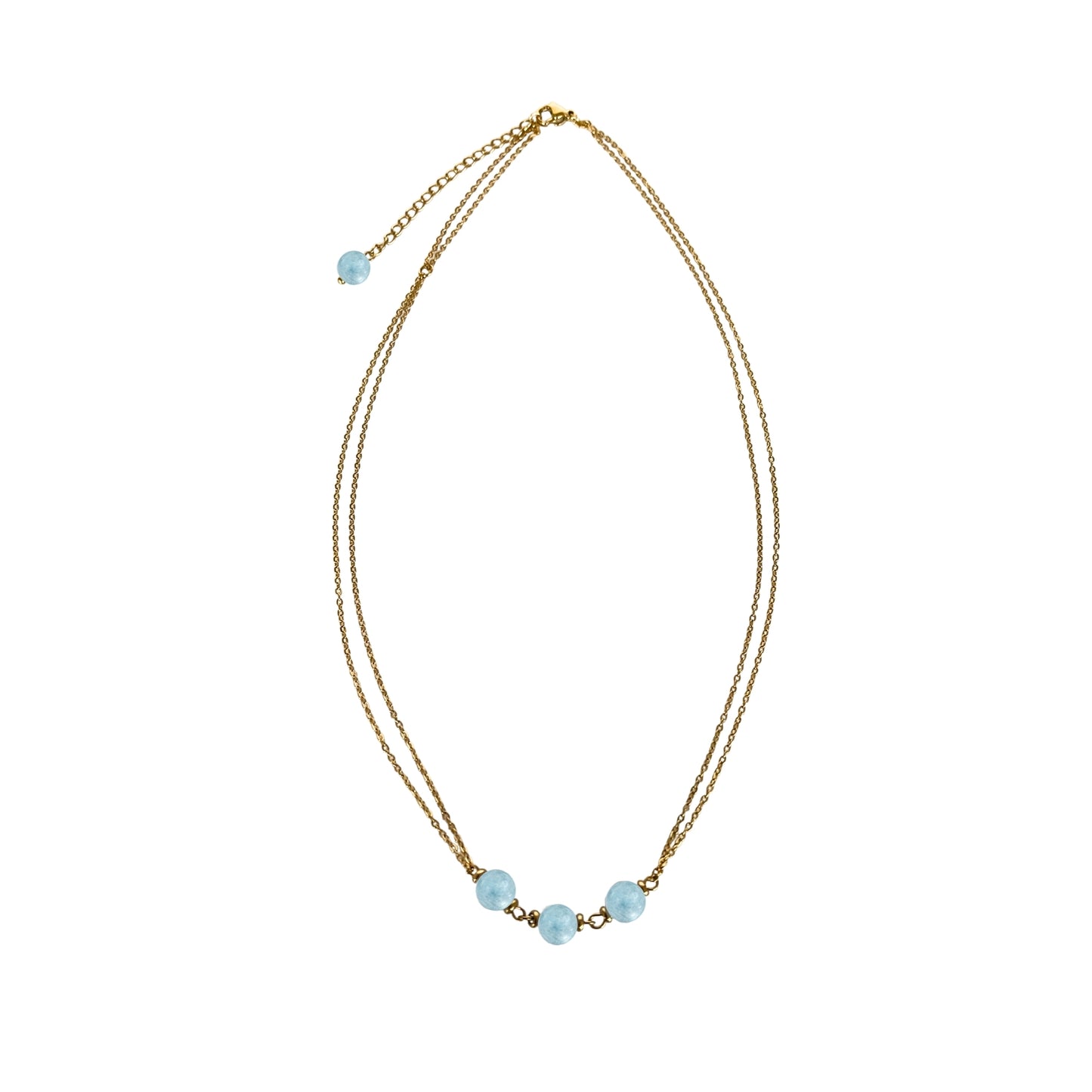 Celestia Halskette – Natur-Aquamarin Perlen – 18K vergoldeter Edelstahl – Wasserfester Schmuck – Celenia Joy