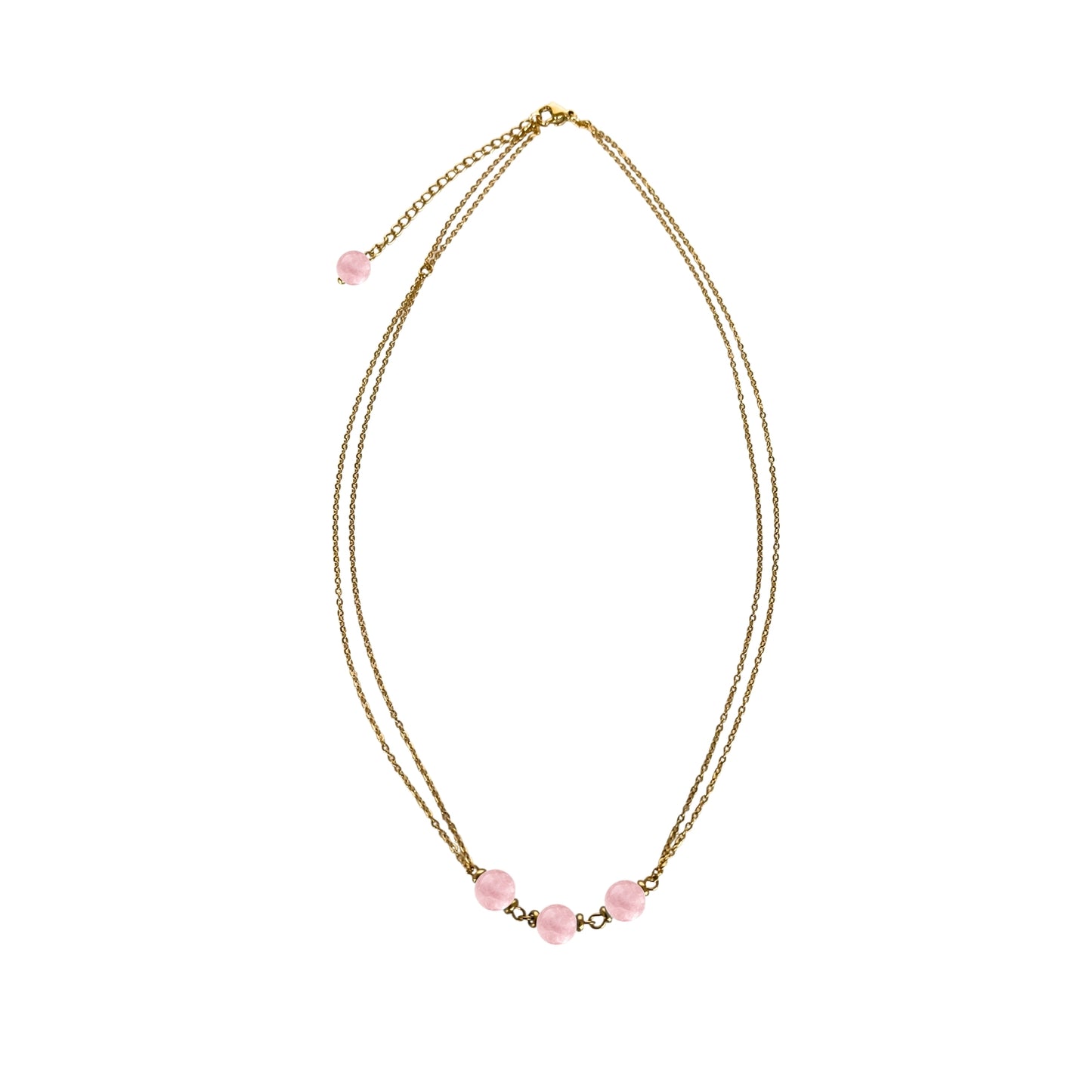 Celestia Halskette – Natur-Rosenquarz Perlen – 18K vergoldeter Edelstahl – Langlebiger Designerschmuck – Celenia Joy