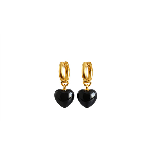 Schwarzer Achat Hoops Harmony – Elegante Creolen mit Herzstein für Schutz und Stabilität – Celenia Joy