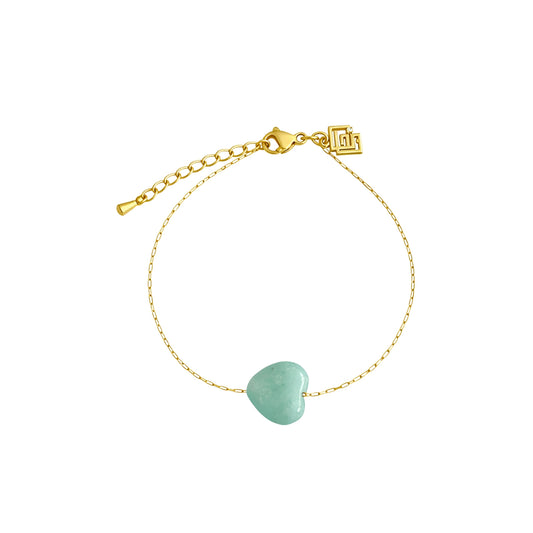 Elegantes Armband Harmony Touch mit Amazonit – Herzanhänger für Beruhigung und Mut – 18K vergoldet – Celenia Joy