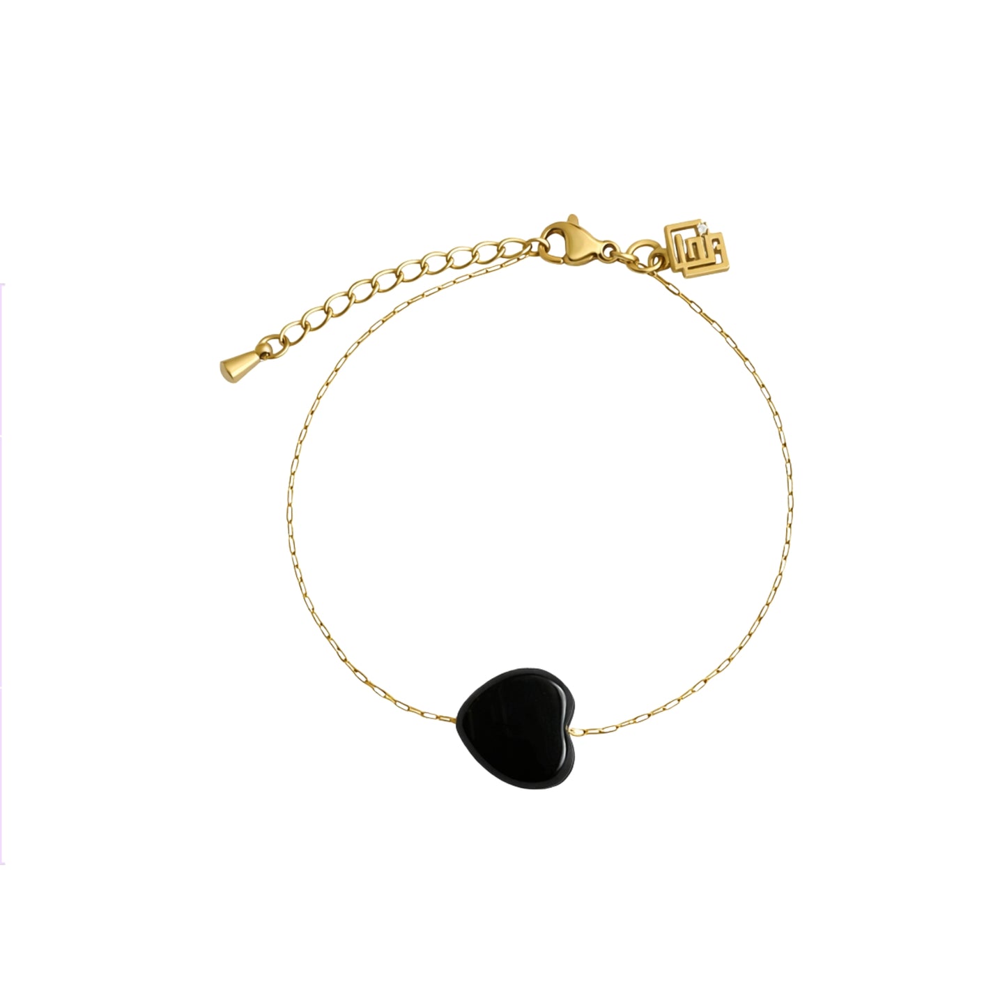 Schwarzer Achat Harmony Touch Armband – Zartes Design mit Herzstein für Schutz und Stabilität – Celenia Joy