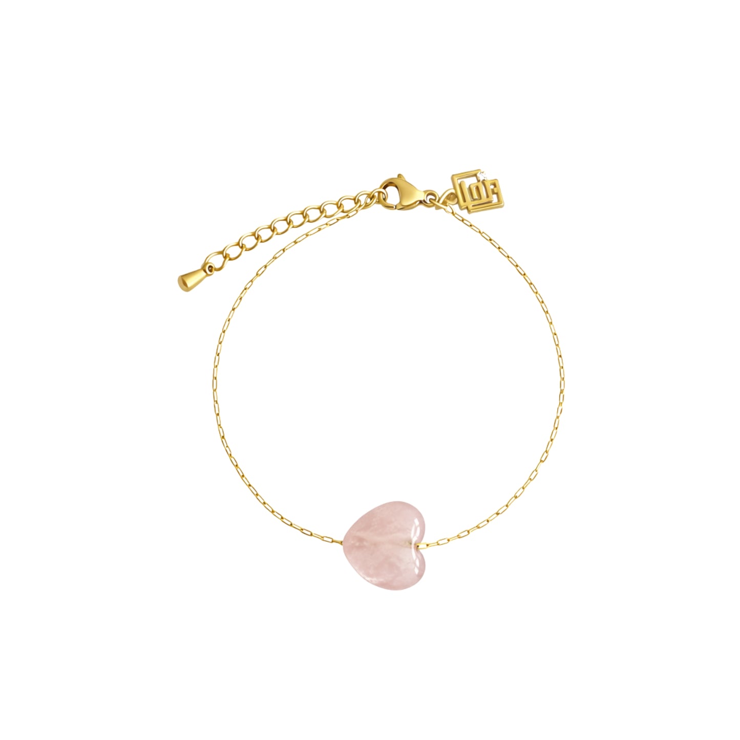 Zartes Harmony Touch Armband mit Rosenquarz-Herz – Symbol für Sanftmut und Klarheit – 18K vergoldet – Celenia Joy