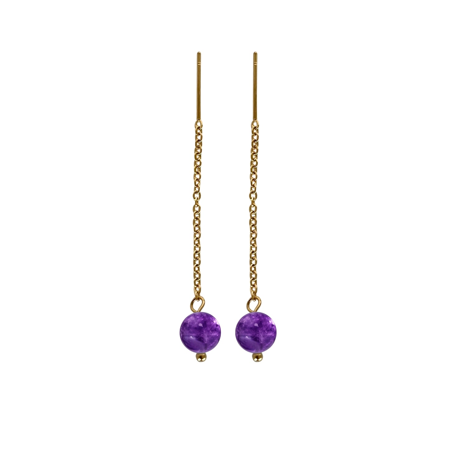 Celestia Ohrringe – Natur-Amethyst Perlen – 18K vergoldeter Edelstahl – Elegante Edelstein-Ohrringe – Celenia Joy