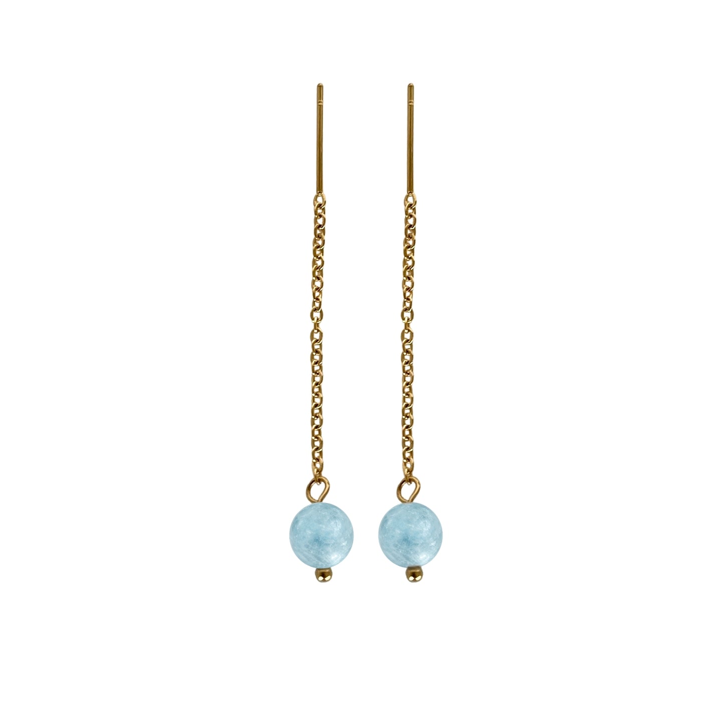 Celestia Ohrringe – Natur-Aquamarin Perlen – 18K vergoldeter Edelstahl – Wasserfeste Ohrhänger – Celenia Joy