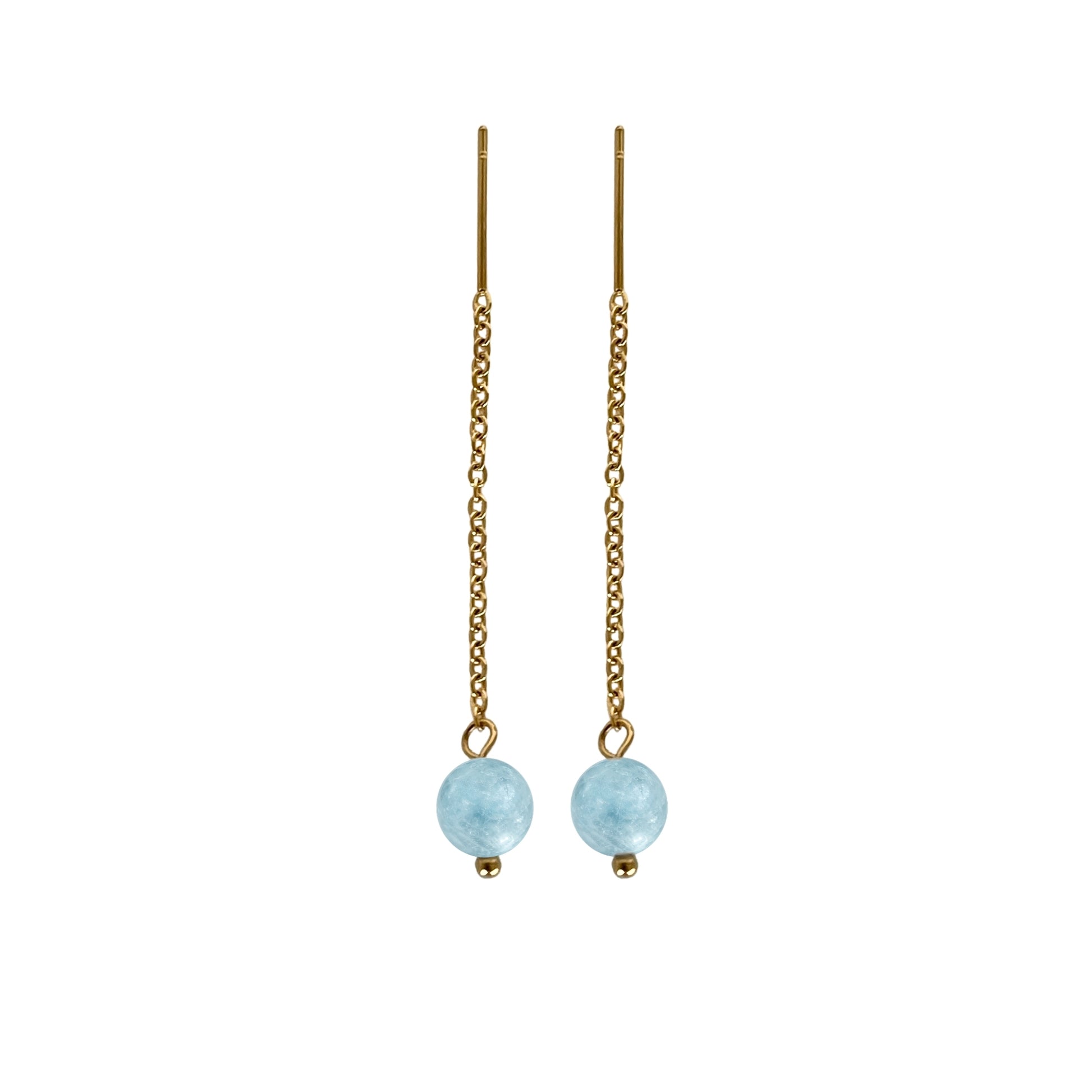 Celestia Ohrringe – Natur-Aquamarin Perlen – 18K vergoldeter Edelstahl – Wasserfeste Ohrhänger – Celenia Joy