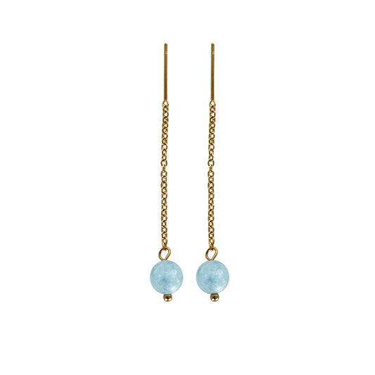 Celestia Ohrringe – Natur-Aquamarin Perlen – 18K vergoldeter Edelstahl – Wasserfeste Ohrhänger – Celenia Joy