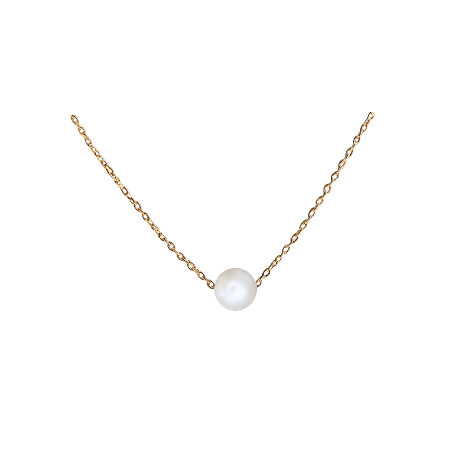 Maris Perlenkette mit einer 6 mm Süßwasserperle – Minimalistische Halskette 925er Sterlingsilber-18K – Elegantes Design mit Barockperle – Celenia Joy
