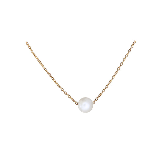 Maris Perlenkette mit einer 6 mm Süßwasserperle – Minimalistische Halskette 925er Sterlingsilber-18K – Elegantes Design mit Barockperle – Celenia Joy